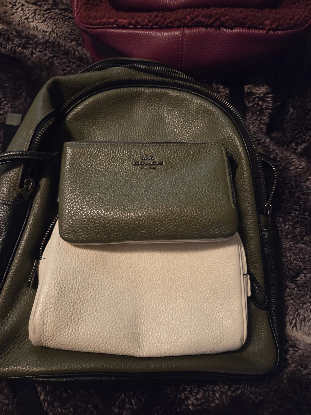 Coach Olive Green Pebbled Leather Wristlet